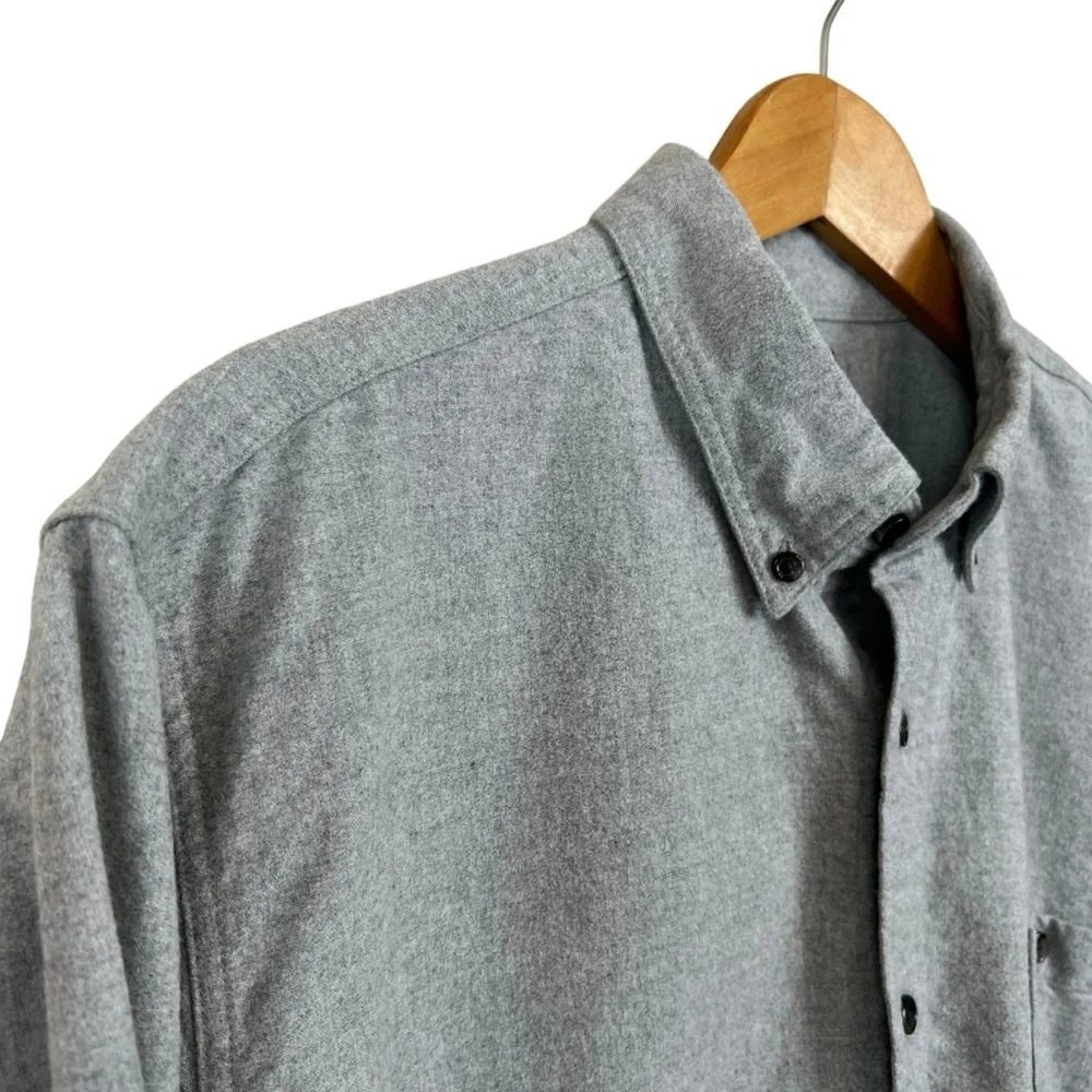 J. Crew Gray Long Sleeve Button Up Shirt w/ Brown Suede Elbow Patches Size XL